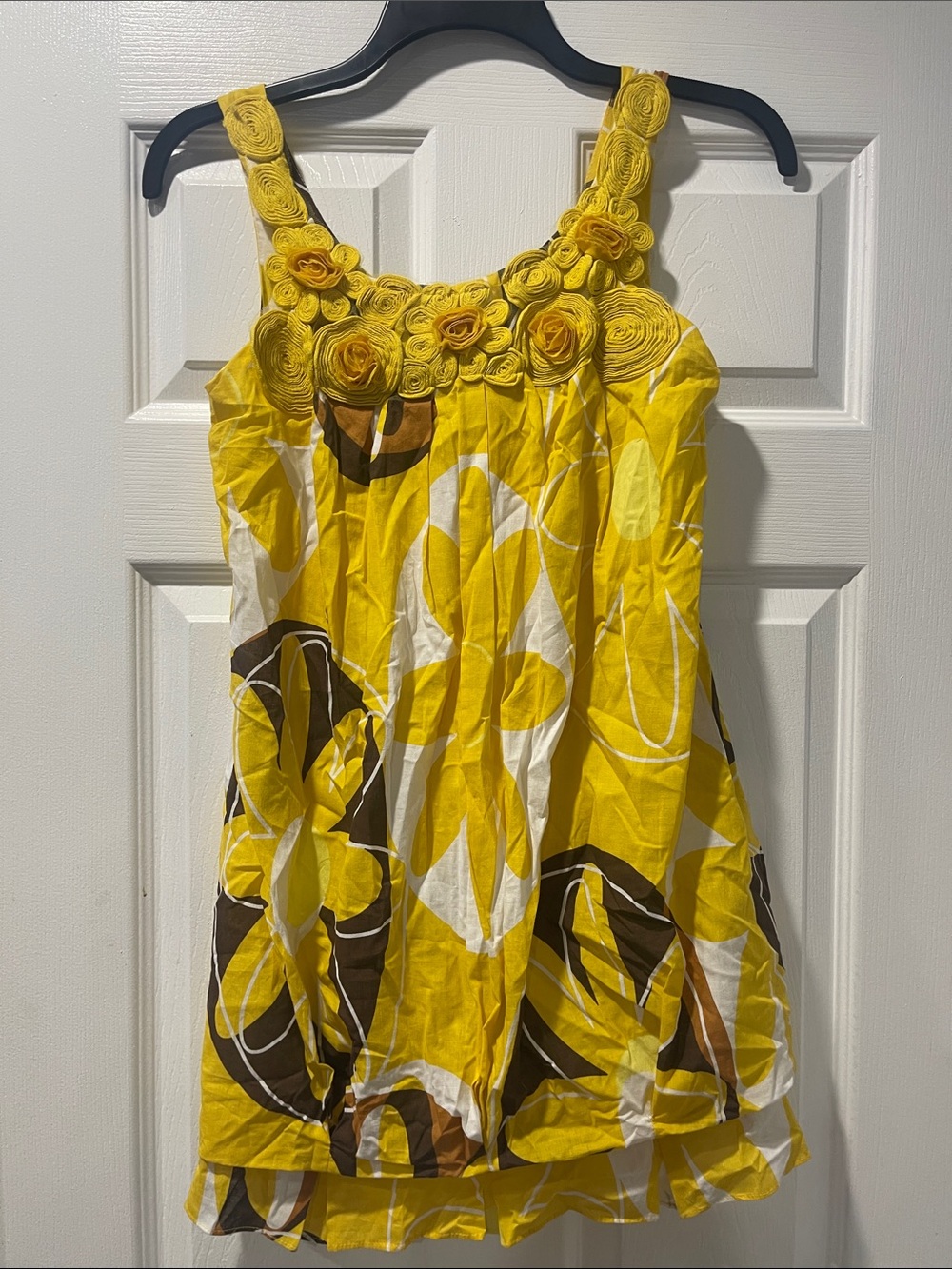 B Darlin Yellow Floral Rosette Strap Sundress